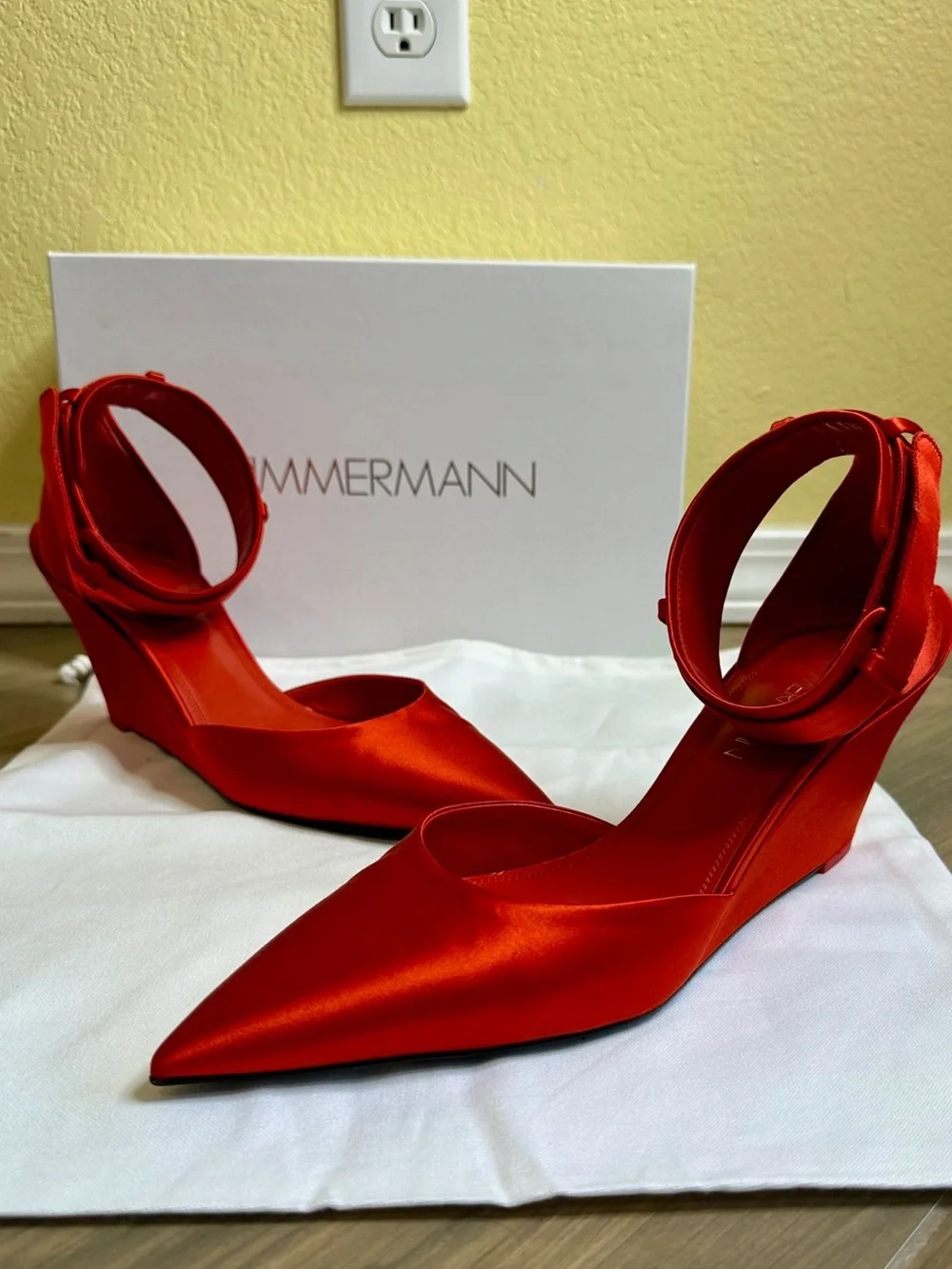 EUC Zimmermann Surf Satin Pumps in Ruby